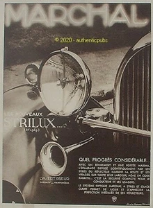 MARKALWERBUNG STRILUX SCHEINWERFER WARNLEUCHTE OPTISCHES SYSTEM VON 1932 FRANZÖSISCHE ANZEIGE - Bild 1 von 1