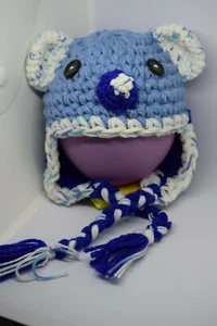 Cappellino orsetto azzurro bianco neonato  berretto bambino uncinetto lana baby - Foto 1 di 8
