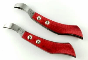 2 Hoof Knives Full Bloom Medium Multi Color Wood Handle Steel Sheep Veterinary - Picture 1 of 4