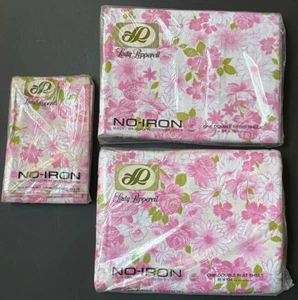 NEW! Double FITTED FLAT SHEET Pair PILLOWCASES *Lady Pepperell Vintage FLOWERS - Picture 1 of 10