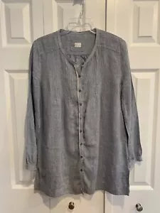 Poetry Tunika Top, Gr. M, blau, 100% Leinen, Plisseepasse, Knöpfe, L/S, Lagenlook - Bild 1 von 13