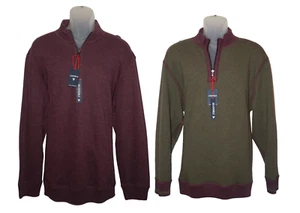 Maglione uomo 1/4 zip reversibile di Cremieux XXL rosso vino scuro e verde oliva nuovo con etichette - Foto 1 di 8
