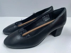 HUSH PUPPIES Black Court Shoe UK 4 Ladies Leather Comfort Heels EU 37 ANNA - Picture 1 of 11
