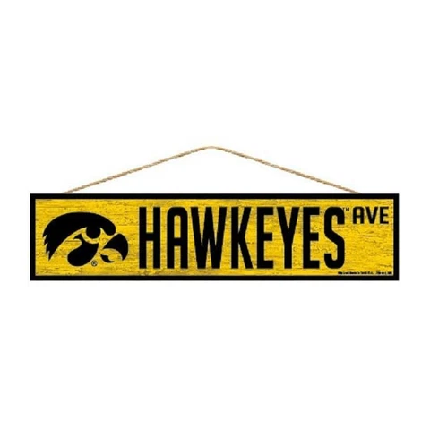 Iowa Hawkeyes 4"x17" Wood Sign Avenue Design [NEW] NCAA Street Banner Wall Cover