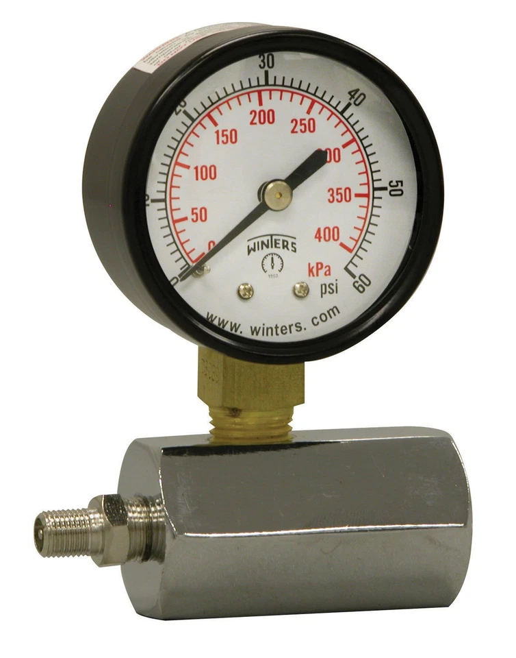 Winters PET Series Steel Dual Scale Gas Test Pressure Gauge with Polycarbonat...