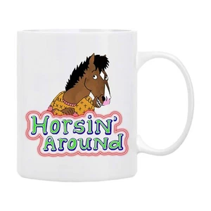 Horsin' Around Mug – Funny Cartoon Horse Coffee Cup Gift for Fans & Coworkers - Picture 1 of 6