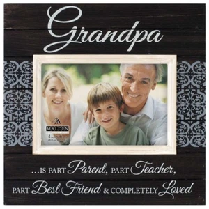 Malden Sun Washed Words Grandpa Distressed 4x6 Black Picture Frame - Picture 1 of 2