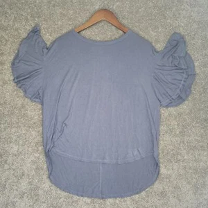 Lulus NWT Oversized Slate Blue Petal Sleeve High Low Blouse Size M - Picture 1 of 5