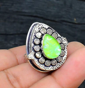Triplat Opal Gemstone 925 Sterling Silver Handmade Jewelry Box Ring Size 8.75'' - Picture 1 of 4