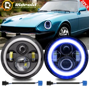 7Inch Round LED Headlight&Blue DRL For Datsun 240Z 260Z 280Z 280ZX 1970-1983 H4 - Picture 1 of 18