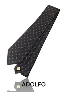 Vtg Adolfo Silk Necktie, 57" X 3.5", Blue, Geometric Paisley. OB-4 - Picture 1 of 5