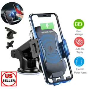 Auto-Clamping 15W Fast Charging Car Charger Dashboard Air Vent Phone Holder - Picture 1 of 36