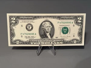 2.00 Dollar Bill Series 1995 F47528995A Uncirculated - Picture 1 of 4