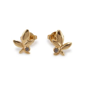 Tiffany & Co. 18K Yellow Gold Paloma Picasso Olive Leaf Diamond Stud Earrings - Picture 1 of 8