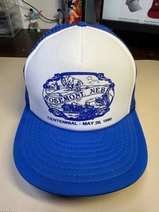 Vintage 1990 Rosemont Nebraska Centennial USA Blue Trucker Hat Snapback Cap - Bild 1 von 7