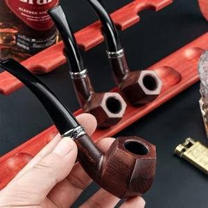 1pcs 9mm Filter Wooden Tobacco Pipe Stylish Handmade Bent Stem Smoking Pipe - Picture 1 of 10