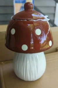 Target Bullseye Playground Mushroom Brown Jar Canister Fall Decor 7" - Picture 1 of 1