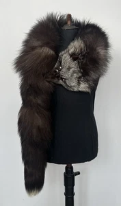 VINTAGE REAL SILVER FOX FUR STOLE - Picture 1 of 10