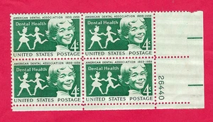 US SCOTT # 1135 -  DENTAL HEALTH 4¢ PLATE BLOCK OF 4  - 1959 MINT 26440 - Picture 1 of 2