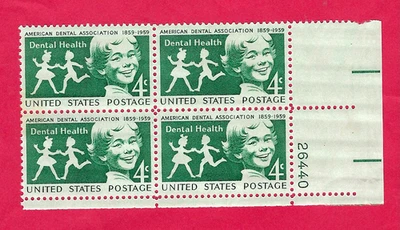 US SCOTT # 1135 -  DENTAL HEALTH 4¢ PLATE BLOCK OF 4  - 1959 MINT 26440 - Image 1 of 2