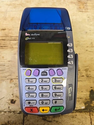 Verifone Omni 3750 Gray & Blue Wired Digital Pos Untested Read Parts Only! T2 - Image 1 of 4