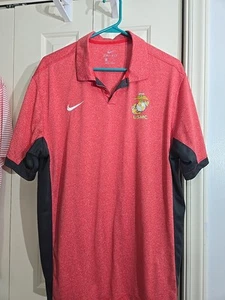 NIKE DRI-FIT ROT/SCHWARZ Mesh SEITEN Polo Herren Large USMC SELTEN - Bild 1 von 10