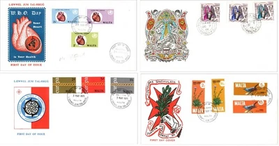 Malta 1966 -1972 FDC Christmas Plants & Birds Europa Heart  First Day Covers - Image 1 of 4