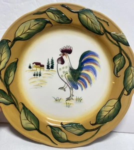 Fitz & Floyd Ricamo Portofino Hahn Keramik Salatteller Landhaus Deko Bauernhof - Bild 1 von 8