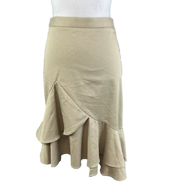 Banana Republic Skirt size 0 Khaki A Line Flared Stretch Modest Peasant High Low - Image 1 of 4