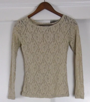 Top Express Mujer Pequeño Encaje Transparente Floral Beige Crema Coqueta De Colección Y2K Foto 1 de 4