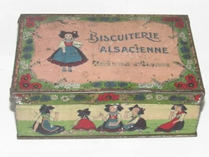 Raro Antigua Caja Chapa Lithographiee Galletería de Alsacia Crepes Alsacia - Imagen 1 de 6