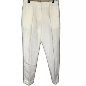 Reiss Lilly Button Fly Cropped Hose Leinenmischung Off-White Gr. US 6 NEU - Bild 1 von 13