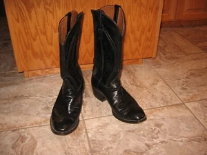 BELLO!! Stivali da cowboy Lucchese uomo 8 EE made in USA pelle nera - Foto 1 di 12