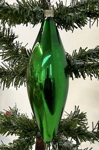 2633/24 1x alter Christbaumschmuck Weihnachtsschmuck Zapfen Tropfen grün - Bild 1 von 2