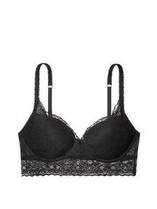 Victoria's Secret PINK Medallion Lace Push Up Bralette Bra Black S,M NWT - Picture 1 of 4