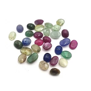 Natural Ruby Emerald Sapphire Oval Cabochon Gemstone 23 Pcs 5.5*6.5-5*8 MM 25 CT - Picture 1 of 3