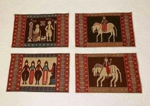 Juego de 4 manteles populares de yute Runni Noruega de colección tejidos tribales étnicos raros NUEVO - Imagen 1 de 11