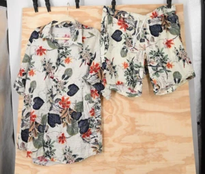 Floral Hawaiian Jogal Matching Shirt and Shorts 2 Piece Set Mens Size XXL - Picture 1 of 10