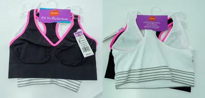Hanes Racerback Sports Bras Lot of 2 Fit to Perfection Size XL NWT Multi Colors - Image 1 of 4