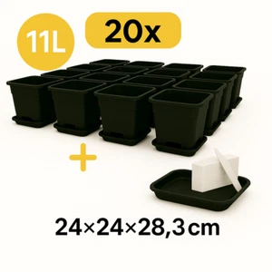 20x Pflanztopf 11L 24x24x28,3cm + Untersetzer 29cm + Pflanzenschild – Topf-Set f - Bild 1 von 12