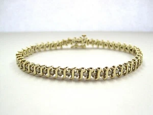L@@K Gorgeous Real 14K Yellow GOLD 1.47 cttw  NATURAL Diamond Bracelet 7" ladies - Picture 1 of 12