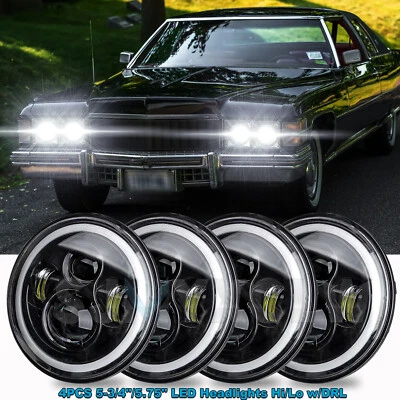 Faros LED de haz alto bajo para Cadillac DeVille 1958-1974 4 piezas 5-3/4 5,75" Foto 1 de 4