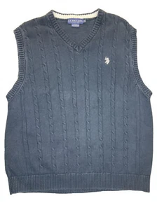 U.S. Polo Assn Para hombres Vestido Suéter Chaleco Cuello en V Azul Marino Oscuro Blanco Talla 2XL - Imagen 1 de 5