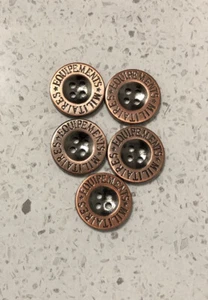 5 x Copper Colour Metal Buttons Equipements Militaires Sewing 4 Hole 20mm 24BR - Picture 1 of 2
