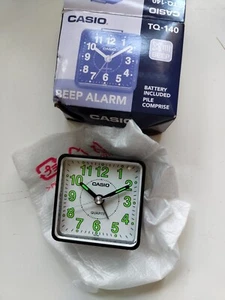Casio Square Mini Alarm Bedside Clock in Black & Green | TQ-140 | New - Picture 1 of 6