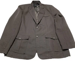 Pop Icon Men’s Blazer Size XXL Gray Pinstripe Removable Hoodie Jacket - Picture 1 of 18