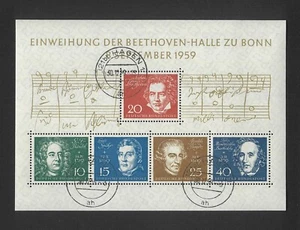 Germany West 1959 Beethoven Hall Mini Sheet Scott 804 CTO(Hagen 30.12.59) 28-10 - Picture 1 of 1