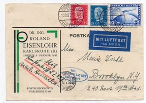1928 GERMANY TO USA EARLY ZEPPELIN ADVERTISING COVER, SCARCE STAMPS AND CANCELS - Imagen 1 de 2