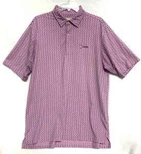NEW Donald Ross MEDIUM Fish Bone Print Polo Golf Shirt Pink / Black Dunes - Picture 1 of 4