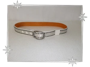 Ceinture Fantaisie Blanche Rivets Métal Lilii Be Fash!oned 85 cm - Imagen 1 de 4